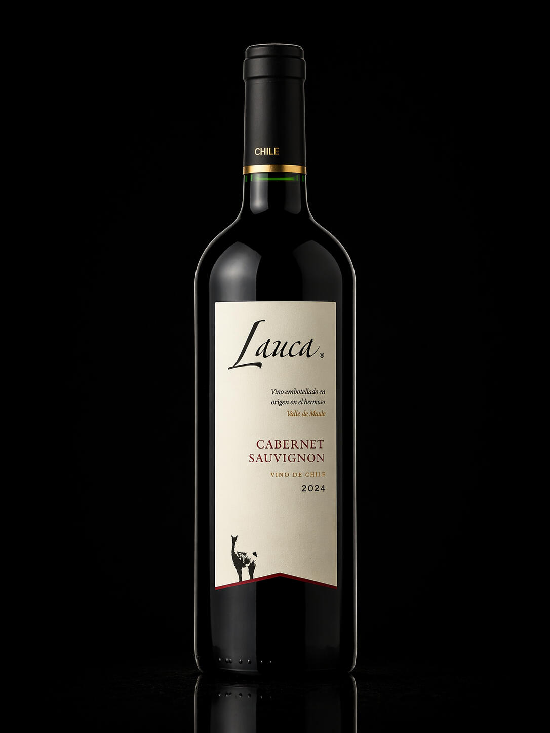 Lauca Cabernet Sauvignon 2024 Garrafa do vinho chileno Lauca Cabernet Sauvignon 2024, do Vale do Maule